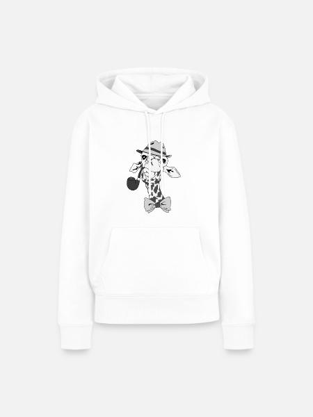 Giraffe mit Pfeife und Hut - Frauen Premium Bio Hoodie - Weiß