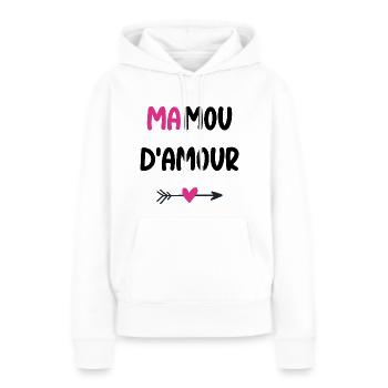 Mamou d'amour - Sweat à capuche Premium bio Femme - blanc - Devant - Julia (174cm)