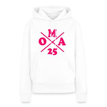 Oma 2025 - Frauen Premium Bio Hoodie - Weiß - Vorne - Julia (174cm)
