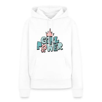Mädchenpower oder Frauenpower - Frauen Premium Bio Hoodie - Weiß - Vorne - Julia (174cm)