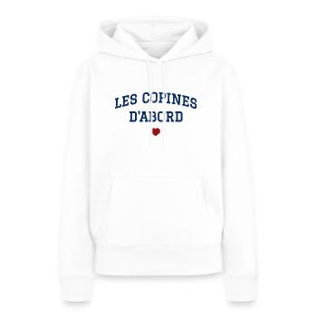 Les copines d'abord - cœur - Sweat à capuche Premium bio Femme - blanc - Devant - Julia (174cm)