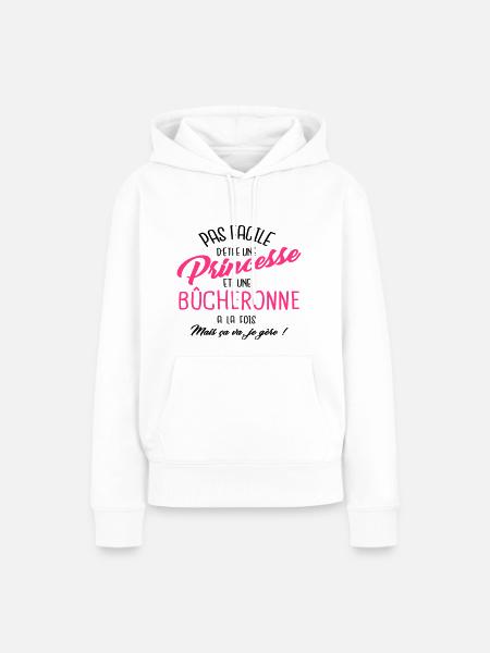 Princesse et bûcheronne - Sweat à capuche Premium bio Femme - blanc