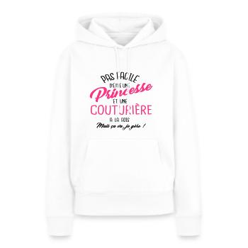 Princesse et couturière - Sweat à capuche Premium bio Femme - blanc - Devant - Julia (174cm)