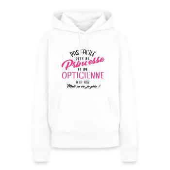 Princesse et opticienne - Sweat à capuche Premium bio Femme - blanc - Devant - Julia (174cm)