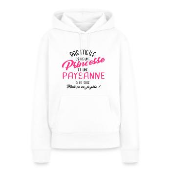 Princesse et paysanne - Sweat à capuche Premium bio Femme - blanc - Devant - Julia (174cm)