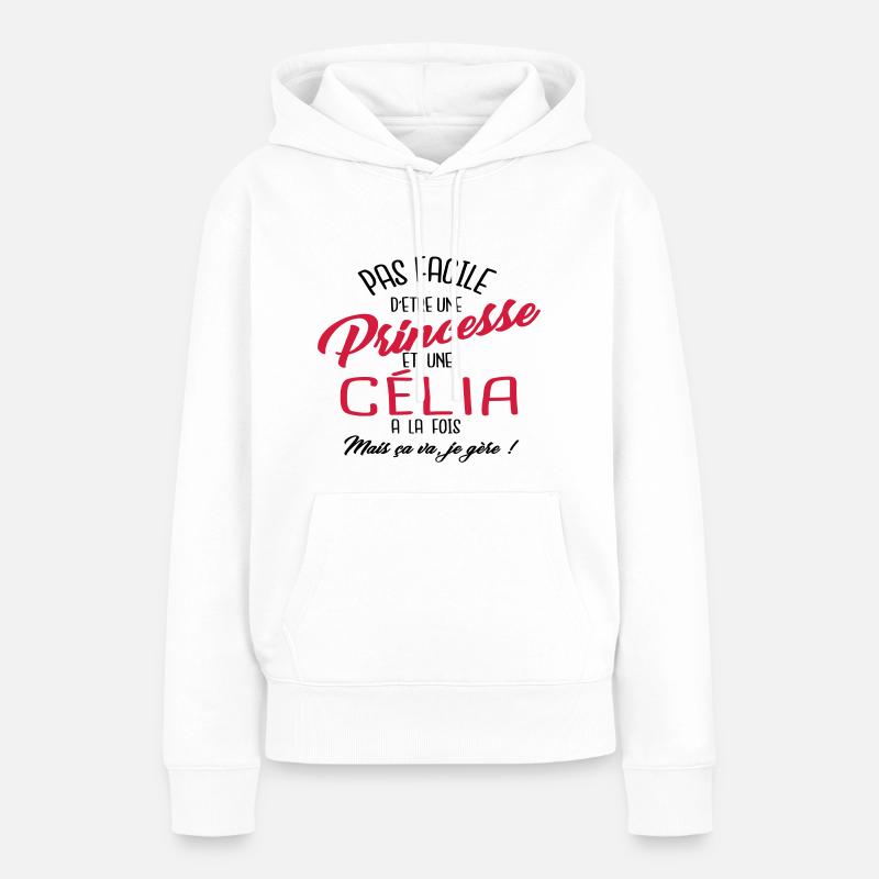 Princesse et Célia - Sweat à capuche Premium bio Femme - blanc