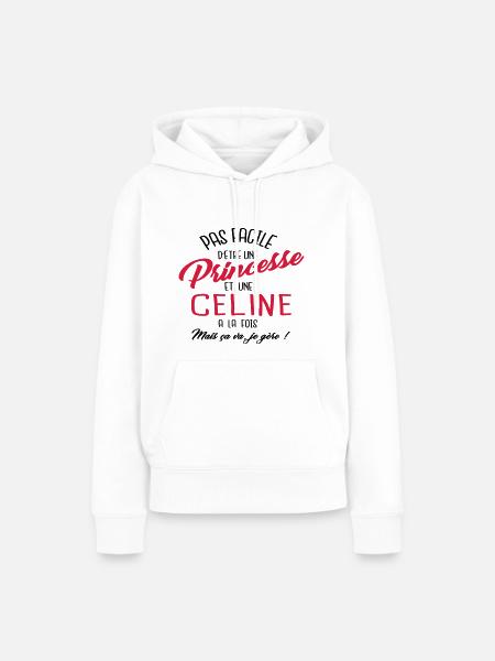 Princesse et Céline - Sweat à capuche Premium bio Femme - blanc