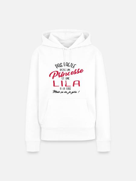 Princesse et Lila - Sweat à capuche Premium bio Femme - blanc