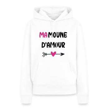 mamoune d'amour - Sweat à capuche Premium bio Femme - blanc - Devant - Julia (174cm)