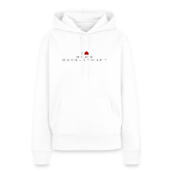 Ich hasse Spieleentwicklung - Frauen Premium Bio Hoodie - Weiß - Vorne - Julia (174cm)