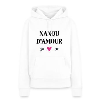 nanou d'amour - Sweat à capuche Premium bio Femme - blanc - Devant - Julia (174cm)