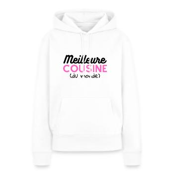 Cadeau cousine Meilleure cousine du monde - Sweat à capuche Premium bio Femme - blanc - Devant - Julia (174cm)