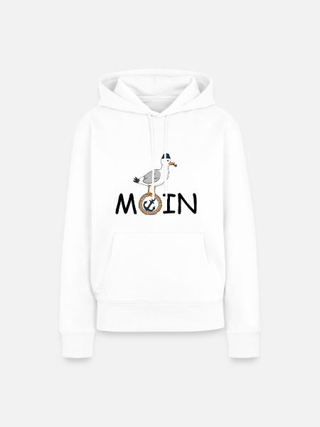 Moin Möwe Seil - Frauen Premium Bio Hoodie - Weiß