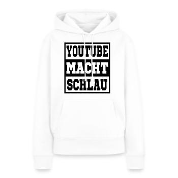 Youtube macht schlau - Frauen Premium Bio Hoodie - Weiß - Vorne - Julia (174cm)