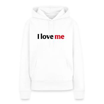 I love me - Frauen Premium Bio Hoodie - Weiß - Vorne - Julia (174cm)