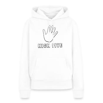 High Five - Frauen Premium Bio Hoodie - Weiß - Vorne - Julia (174cm)
