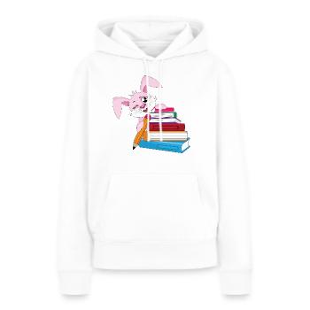 Schulkind Hase Kaninchen Bücher - Frauen Premium Bio Hoodie - Weiß - Vorne - Julia (174cm)