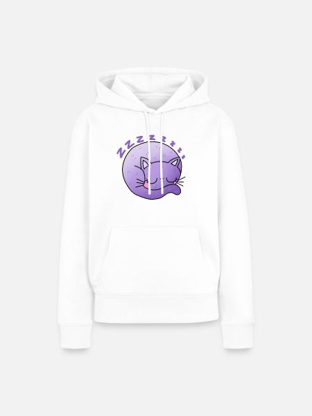 Schläfrige Katze - Frauen Premium Bio Hoodie - Weiß
