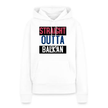 DIRECTEMENT DE LA SERBIE DES BALKANS - Sweat à capuche Premium bio Femme - blanc - Devant - Julia (174cm)