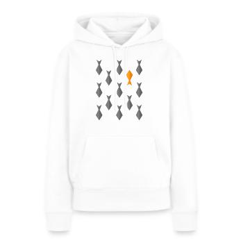 Nager à contre courant. Être différent tee shirt - Sweat à capuche Premium bio Femme - blanc - Devant - Julia (174cm)