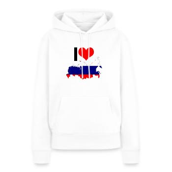 Amo la Russia - Felpa con cappuccio ecologica premium da donna - bianco - Fronte - Julia (174cm)