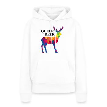 QUEER DERR - Sweat à capuche Premium bio Femme - blanc - Devant - Julia (174cm)