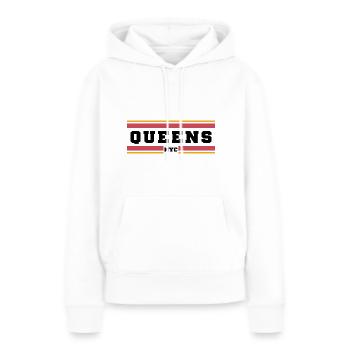 Queens Nyc - Sweat à capuche Premium bio Femme - blanc - Devant - Julia (174cm)