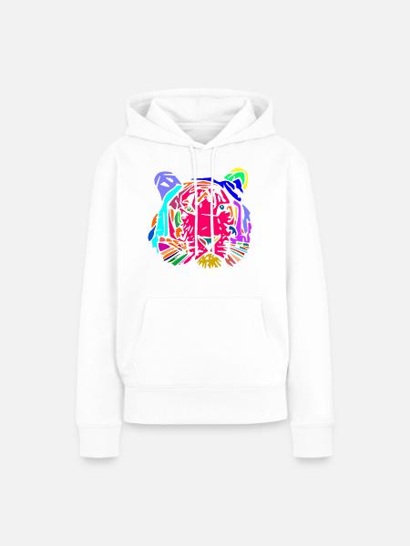 mehrfarbiger Tiger - Frauen Premium Bio Hoodie - Weiß