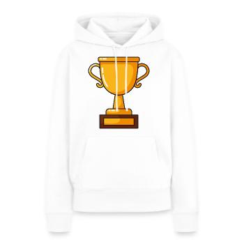 Tasse non étiquetée - Sweat à capuche Premium bio Femme - blanc - Devant - Julia (174cm)