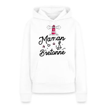 Maman bretonne - Sweat à capuche Premium bio Femme - blanc - Devant - Julia (174cm)