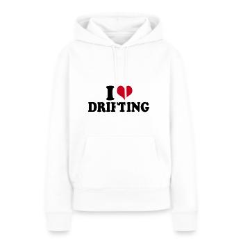 J’adore la dérive - Sweat à capuche Premium bio Femme - blanc - Devant - Julia (174cm)