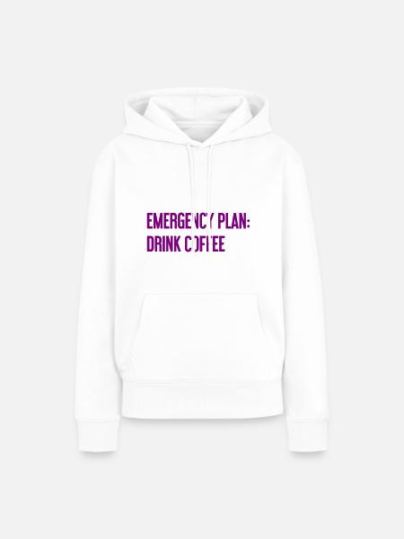 Kaffee-Notfallplan - Frauen Premium Bio Hoodie - Weiß