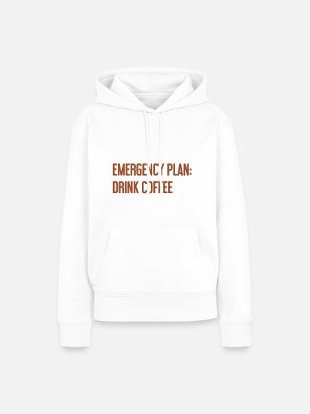 Kaffee-Notfallplan - Frauen Premium Bio Hoodie - Weiß