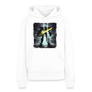 Futuriste Cyberpunk Mech Warrior Sci Fi Robot - Sweat à capuche Premium bio Femme - blanc - Devant - Julia (174cm)