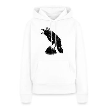 Corbeau nocturne - Sweat à capuche Premium bio Femme - blanc - Devant - Julia (174cm)