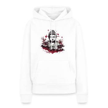 Statue de Bouddha - Sweat à capuche Premium bio Femme - blanc - Devant - Julia (174cm)