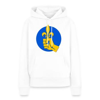 Poing Lys - Sweat à capuche Premium bio Femme - blanc - Devant - Julia (174cm)
