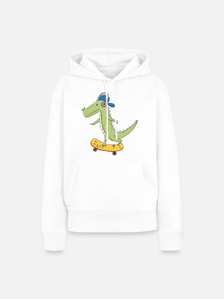 cooles Skater KROKO - Frauen Premium Bio Hoodie - Weiß