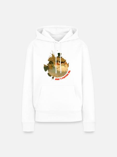 Mürrischer Kugelfisch mit Zylinder - Frauen Premium Bio Hoodie - Weiß