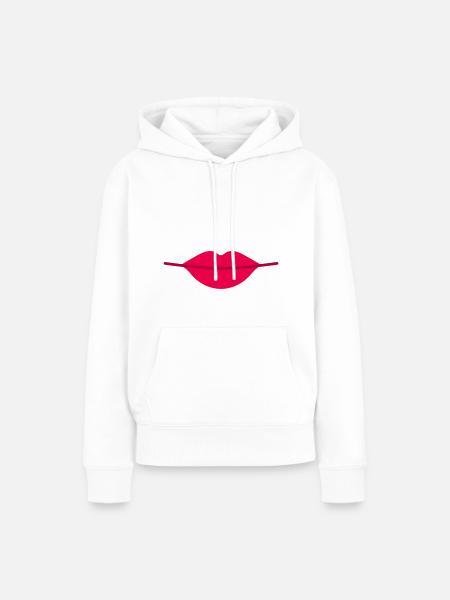 rote Lippen - Frauen Premium Bio Hoodie - Weiß
