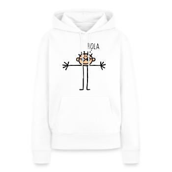 Kinderbild Strichmännchen Gruß Spanisch Hola Hallo - Frauen Premium Bio Hoodie - Weiß - Vorne - Julia (174cm)