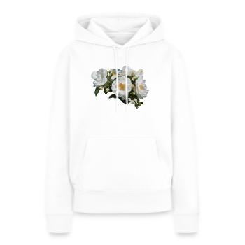 White rose bush with buds - Women’s Premium Organic Hoodie - white - Front - Julia (174cm)