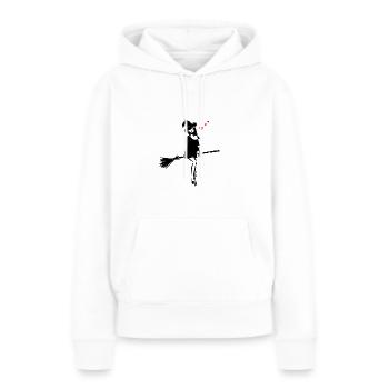 Sorcière sur un balai de sorcière avec un cœur et un chapeau de sorcière - Sweat à capuche Premium bio Femme - blanc - Devant - Julia (174cm)