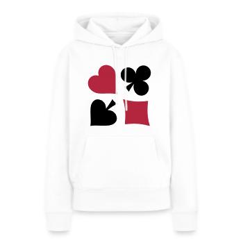 Cartes Coeur Karo Cross Piek Poker Skat - Sweat à capuche Premium bio Femme - blanc - Devant - Julia (174cm)