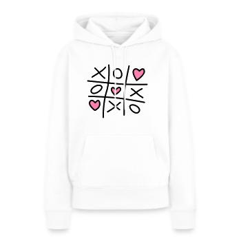 Tic-Tac-Toe mit Herzen - Frauen Premium Bio Hoodie - Weiß - Vorne - Julia (174cm)