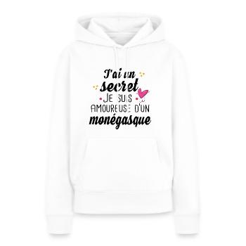 Monégasque Monaco Femme Amoureuse Cadeau Humour - Sweat à capuche Premium bio Femme - blanc - Devant - Julia (174cm)