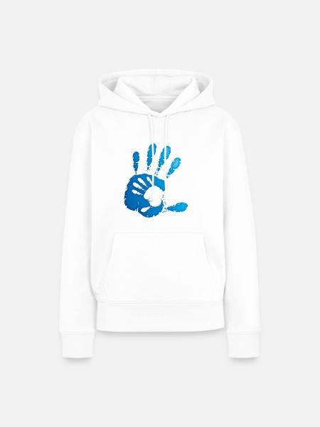 ZEIGER - BLAU - Frauen Premium Bio Hoodie - Weiß