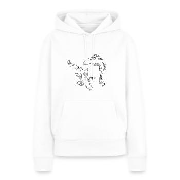 Ying Yang Poissons - Sweat à capuche Premium bio Femme - blanc - Devant - Julia (174cm)