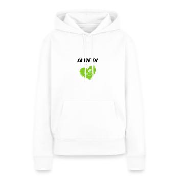 La vie en bio - Sweat à capuche Premium bio Femme - blanc - Devant - Julia (174cm)