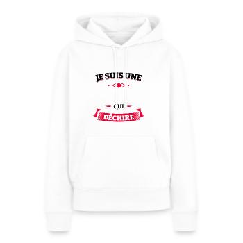 PERSONNALISER QUI DÉCHIRE - Sweat à capuche Premium bio Femme - blanc - Devant - Julia (174cm)